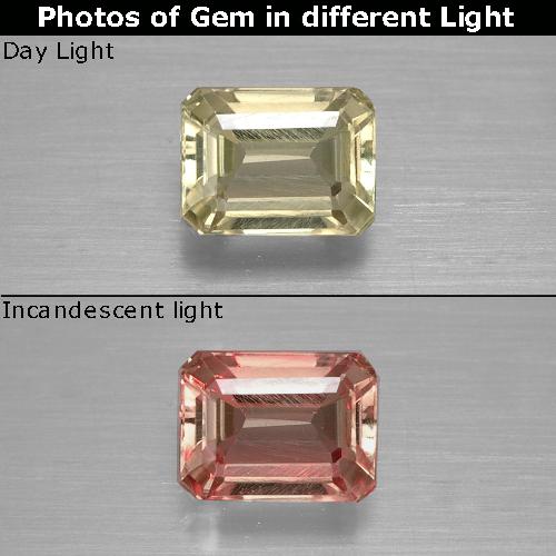 Diásporo com mudança de cor Amarelo Dourado Claro Natural 1.11ct, Corte Esmeralda, VVS-VS