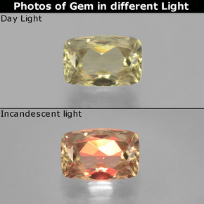 Diasporo de mudança de cor  natural 1,53ct, almofada cortada, VVS