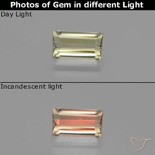 1.39ct Natural Luz amarela Diásporo com mudança de cor, baguete, VVS
