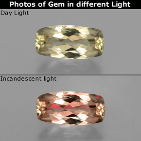 Diásporo com mudança de cor Verde/Rosa Natural 1.35ct, Almofada cortada, VVS-VS