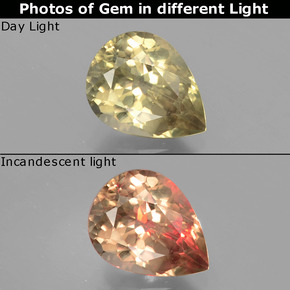 Diasporo de mudança de cor  natural 2,16ct, formato de pêra, VS