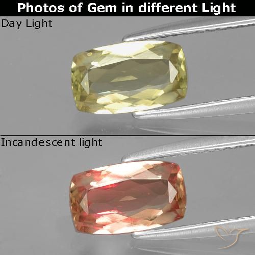 1.16ct Natural Amarelo muito claro Diásporo com mudança de cor, Almofada, VS