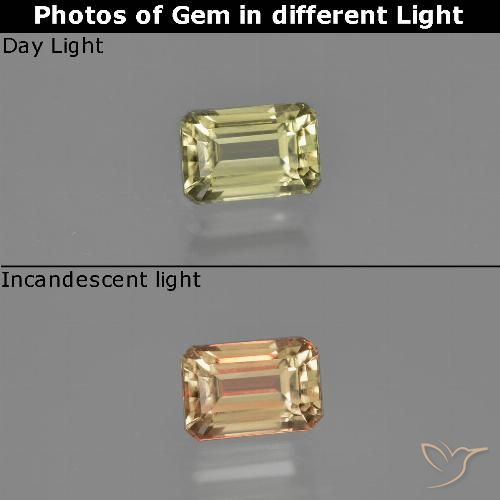 1.21ct Natural Luz amarela Diásporo com mudança de cor, Corte Esmeralda, VVS-VS