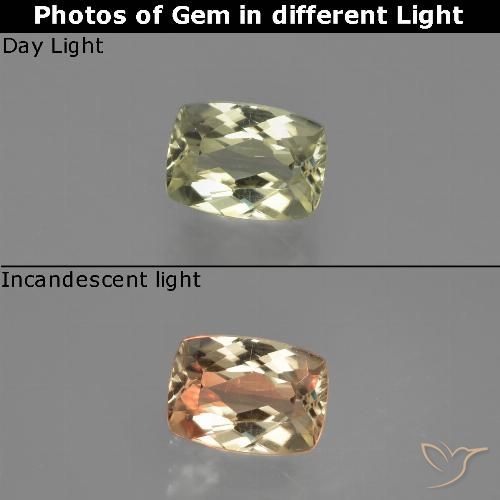 1.14ct Natural Luz amarela Diásporo com mudança de cor, Almofada, VVS-VS