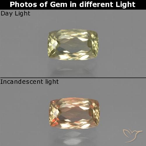 1.16ct Natural Luz amarela Diásporo com mudança de cor, Almofada, VVS-VS