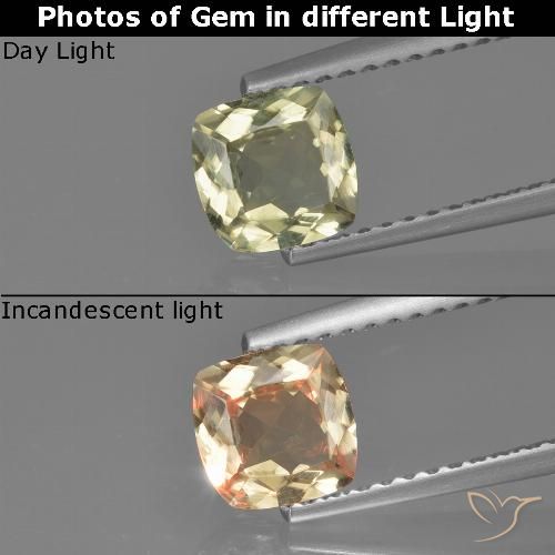 0.74ct Natural Luz amarela Diásporo com mudança de cor, Almofada, VVS-VS