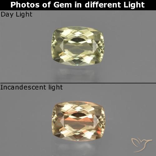 1.04ct Natural Amarelo muito claro Diásporo com mudança de cor, Almofada, VVS-VS