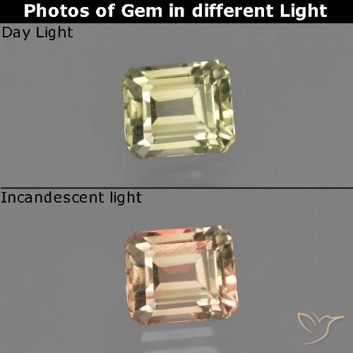 1.01ct Natural Luz amarela Diásporo com mudança de cor, Corte Esmeralda, VVS