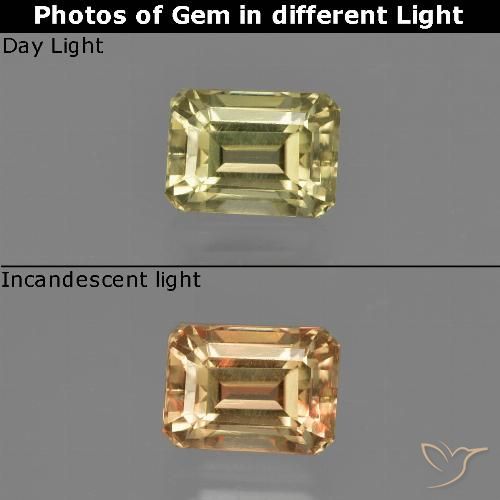 1.13ct Natural Luz amarela Diásporo com mudança de cor, Corte Esmeralda, VVS-VS