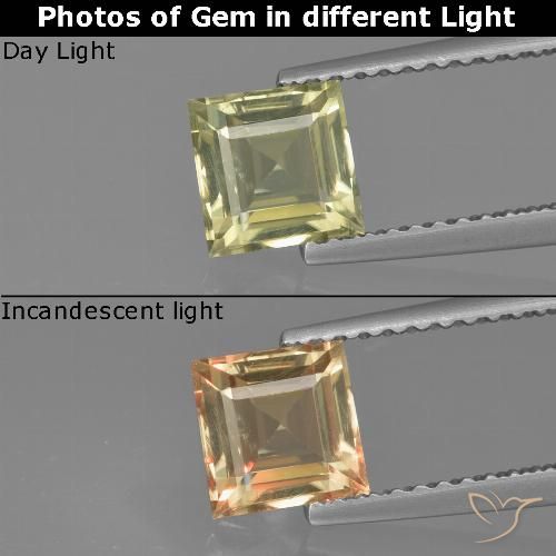1.01ct Natural Amarelo claro Diásporo com mudança de cor, Quadrado, VVS-VS