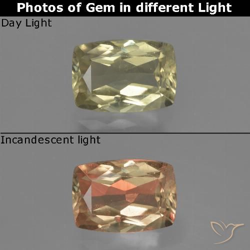 1.18ct Natural Luz amarela Diásporo com mudança de cor, Almofada, VS