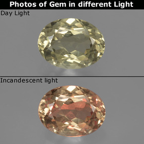 Diasporo de mudança de cor mudança de cor natural 1,07ct, corte oval, VS