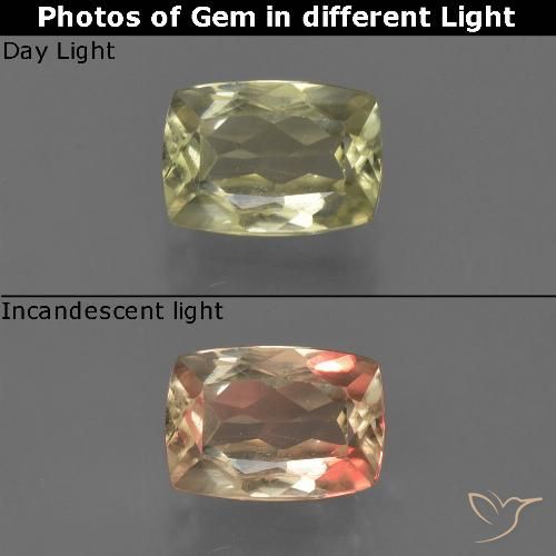 1.04ct Natural Amarelo acastanhado Diásporo com mudança de cor, Almofada, VS