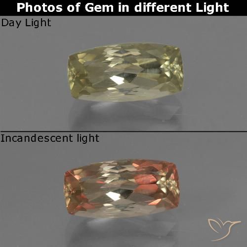 1.25ct Natural Amarelo acastanhado Diásporo com mudança de cor, Almofada, VS