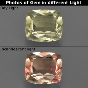 Diasporo de mudança de cor mudança de cor natural 1,43ct, almofada cortada, VS