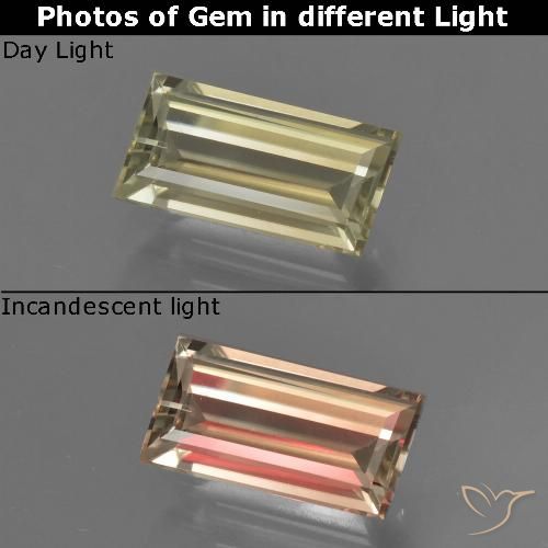 1.27ct Natural amarelo médio Diásporo com mudança de cor, baguete, VVS-VS