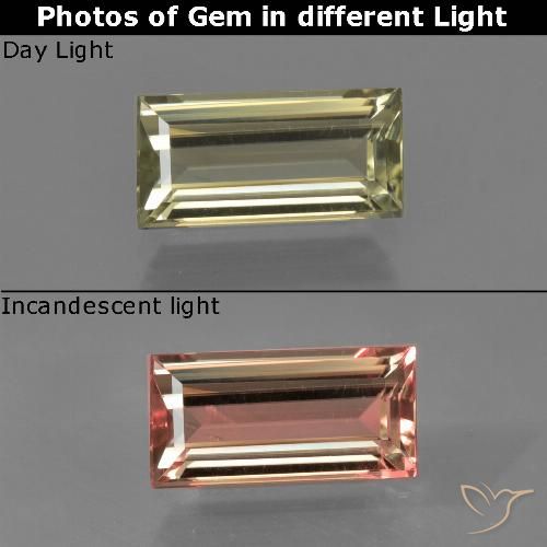 1.33ct Natural Amarelo acastanhado Diásporo com mudança de cor, baguete, VVS
