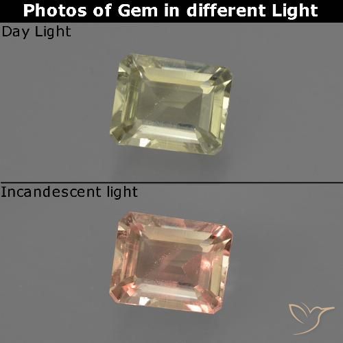 0.65ct Natural Amarelo claro Diásporo com mudança de cor, Corte Esmeralda, VS