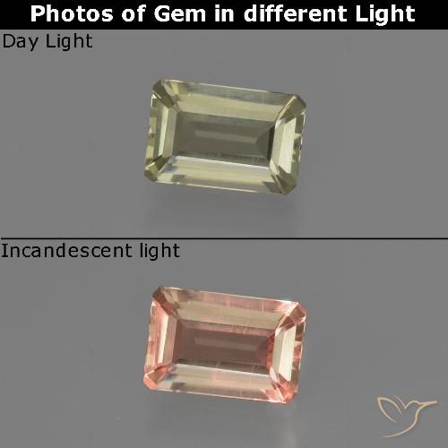 0.62ct Natural Luz amarela Diásporo com mudança de cor, Corte Esmeralda, VVS-VS