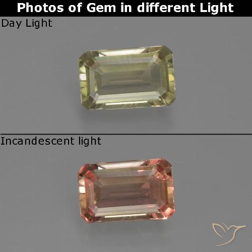 0.71ct Natural Luz amarela Diásporo com mudança de cor, Corte Esmeralda, VS