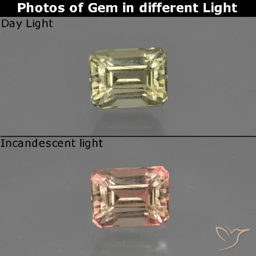 0.75ct Natural Luz amarela Diásporo com mudança de cor, Corte Esmeralda, VS-SI