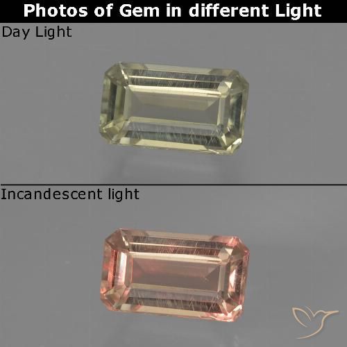 0.83ct Natural Luz amarela Diásporo com mudança de cor, Corte Esmeralda, VVS-VS
