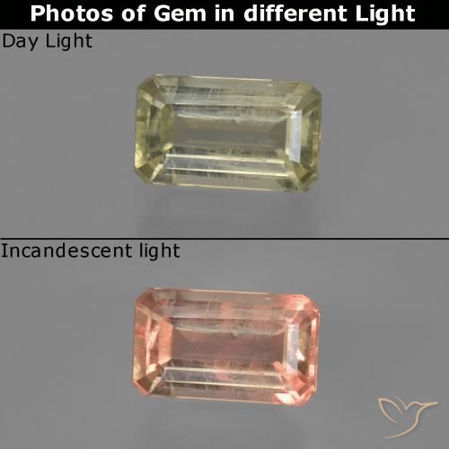 0.80ct Natural Luz amarela Diásporo com mudança de cor, Corte Esmeralda, VS