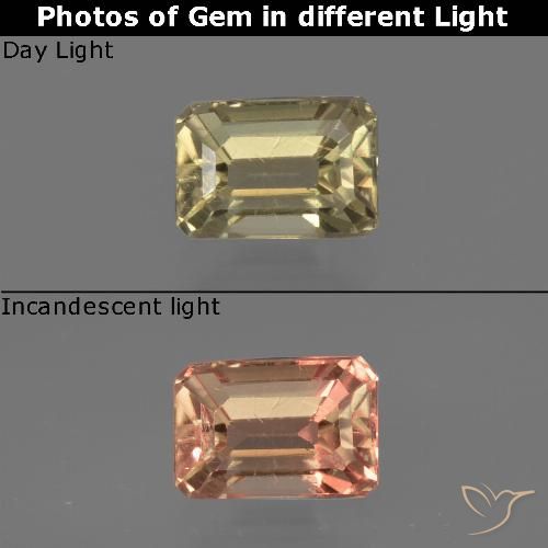 0.86ct Natural amarelo médio Diásporo com mudança de cor, Corte Esmeralda, VS