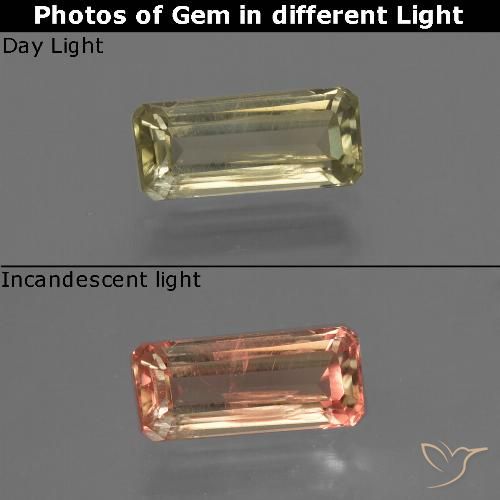 0.95ct Natural Luz amarela Diásporo com mudança de cor, Corte Esmeralda, VS-SI