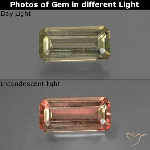 0.91ct Natural amarelo médio Diásporo com mudança de cor, Corte Esmeralda, VS