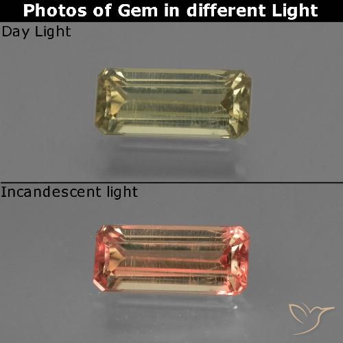 0.91ct Natural amarelo médio Diásporo com mudança de cor, Corte Esmeralda, VS