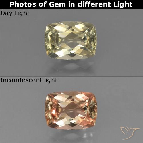 0.92ct Natural Amarelo muito claro Diásporo com mudança de cor, Almofada, VS