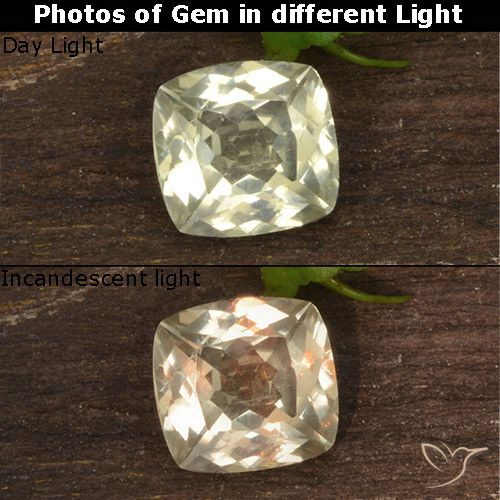 0.76ct Natural Amarelo muito claro Diásporo com mudança de cor, Almofada, VS