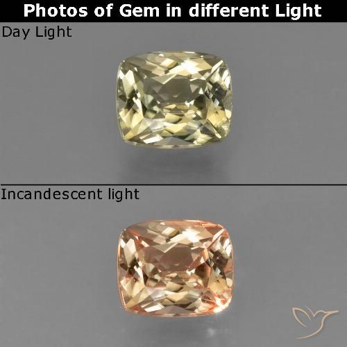 0.88ct Natural amarelo suave Diásporo com mudança de cor, Almofada, VS