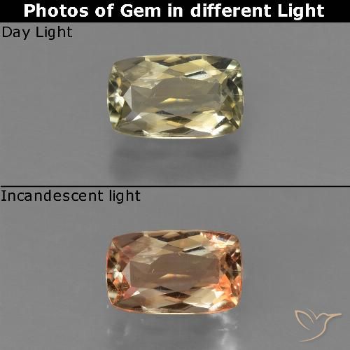 0.82ct Natural amarelo médio Diásporo com mudança de cor, Almofada, VS