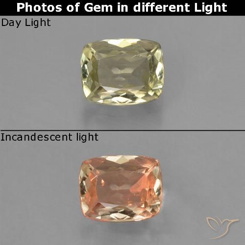0.75ct Natural Amarelo muito claro Diásporo com mudança de cor, Almofada, VS