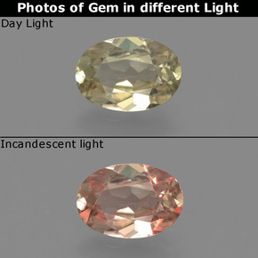 Diasporo de mudança de cor amarelo natural 0,73ct, corte oval, VVS-VS