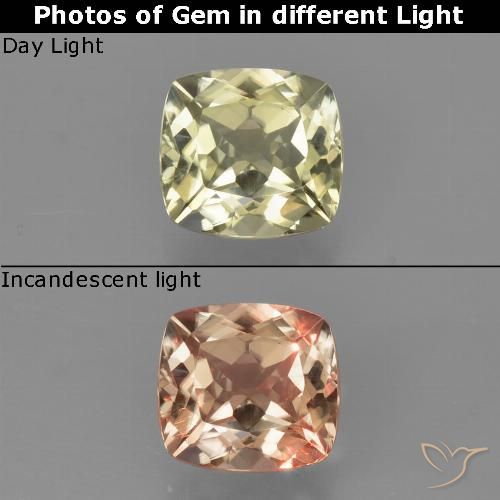 Diásporo com mudança de cor Amarelo muito claro Natural 0.89ct, Almofada cortada, VVS-VS