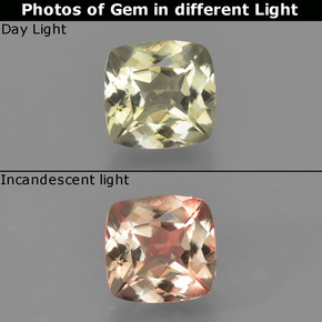 Diasporo de mudança de cor amarelo natural 0,77ct, almofada cortada, VVS-VS