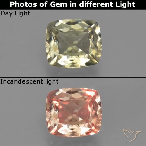 0.86ct Natural Luz amarela Diásporo com mudança de cor, Almofada, VVS-VS