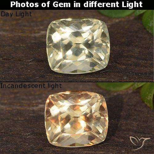 0.66ct Natural Amarelo claro Diásporo com mudança de cor, Almofada, VVS-VS