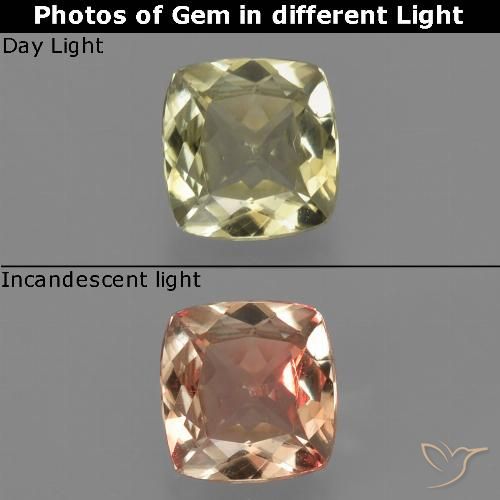 0.78ct Natural Luz amarela Diásporo com mudança de cor, Almofada, VS