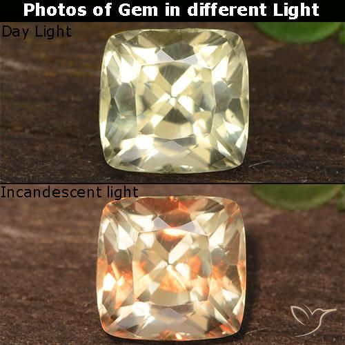 0.87ct Natural Luz amarela Diásporo com mudança de cor, Almofada, VVS-VS