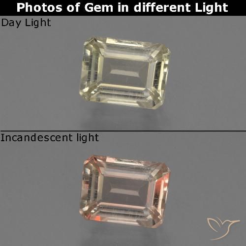 0.80ct Natural Luz amarela Diásporo com mudança de cor, Corte Esmeralda, VS