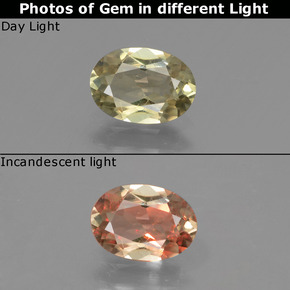 Diasporo de mudança de cor multicolorido natural 0,87ct, corte oval, VVS-VS