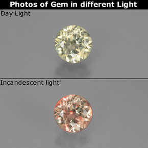 Diásporo com mudança de cor Verde/Rosa Natural 0.53ct, Corte Redondo, VS