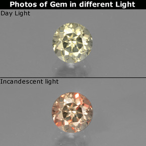 Diasporo de mudança de cor multicolorido natural 0,66ct, corte redondo, VS