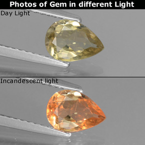 Diasporo de mudança de cor multicolorido natural 0,71ct, formato de pêra, VS