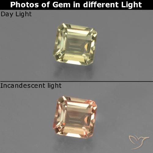 0.74ct Natural Luz amarela Diásporo com mudança de cor, Corte Esmeralda, VS