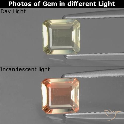0.73ct Natural Luz amarela Diásporo com mudança de cor, Corte Esmeralda, VS